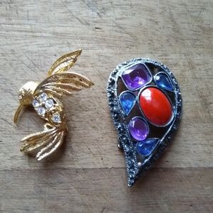 Lot of Two Vintage Art Deco Brooches Napier